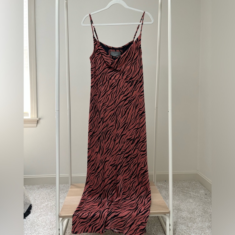 Anthropologie Elyse Bias Slip Dress in Burnt Orange Tiger Print - Size M